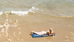 Dorota Lopatynska-de-Slepowron modeling at Corfu in Greece