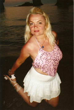 Dorota Lopatynska-de-Slepowron modeling at Corfu in Greece