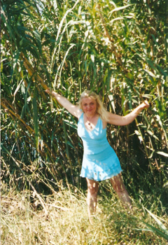 Dorota Lopatynska-de-Slepowron modeling at Corfu in Greece