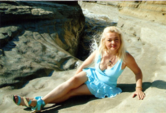 Dorota Lopatynska-de-Slepowron modeling at Corfu in Greece