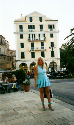 Dorota Lopatynska-de-Slepowron modeling at Corfu in Greece