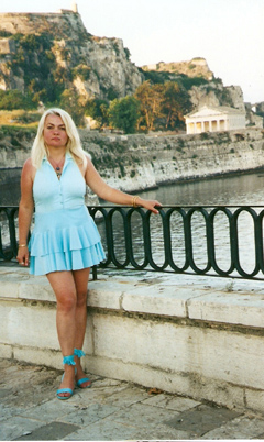 Dorota Lopatynska-de-Slepowron modeling at Corfu in Greece