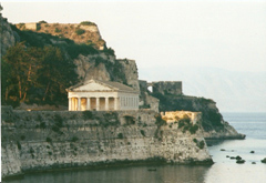 Dorota Lopatynska-de-Slepowron modeling at Corfu in Greece